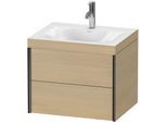 Duravit XViu Waschtisch-Unterschrank XV4614OB271C 60x48cm, 2 Schubkästen, 1 Hahnloch, schwarz matt, Rahmen C, mediterrane eiche