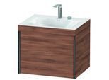 Duravit XViu Waschtisch-Unterschrank XV4609EB279C 60x48cm, 1 Auszug, 2 Hahnlöcher, schwarz matt, Rahmen C, nussbaum natur