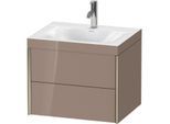 Duravit XViu Waschtisch-Unterschrank XV4614OB186C 60x48cm, 2 Schubkästen, 1 Hahnloch, champagner matt, Rahmen C, cappucino hochglanz