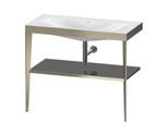 Duravit XViu Möbelwaschtisch-Kombination XV4716NB189 100 x 48 cm, ohne Hahnloch, flannel grey hochglanz, mit Metallkonsole, champagner matt