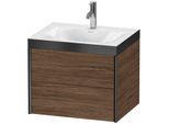 Duravit XViu Waschtisch-Unterschrank XV4614OB221P 60x48cm, 2 Schubkästen, 1 Hahnloch, schwarz matt, Rahmen P, nussbaum dunkel