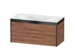 Duravit XViu Waschtisch-Unterschrank XV4616NB279P 100x48cm, 2 Schubkästen, ohne Hahnloch, schwarz matt, Rahmen P, nussbaum natur
