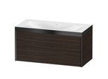 Duravit XViu Waschtisch-Unterschrank XV4616NB269P 100x48cm, 2 Schubkästen, ohne Hahnloch, schwarz matt, Rahmen P, nussbaum gebürstet