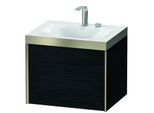 Duravit XViu Waschtisch-Unterschrank XV4609EB116P 60x48cm, 1 Auszug, 2 Hahnlöcher, champagner matt, Rahmen P, Eiche schwarz
