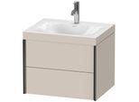 Duravit XViu Waschtisch-Unterschrank XV4614OB291C 60x48cm, 2 Schubkästen, 1 Hahnloch, schwarz matt, Rahmen C, taupe matt