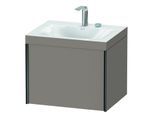 Duravit XViu Waschtisch-Unterschrank XV4609EB243C 60x48cm, 1 Auszug, 2 Hahnlöcher, schwarz matt, Rahmen C, basalt matt