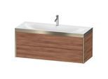 Duravit XViu Waschtisch-Unterschrank XV4617OB179P 120x48cm, 2 Schubkästen, 1 Hahnloch, champagner matt, Rahmen P, nussbaum natur