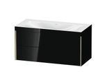 Duravit XViu Waschtisch-Unterschrank XV4616NB140C 100x48cm, 2 Schubkästen, ohne Hahnloch, champagner matt, Rahmen C, schwarz hochglanz