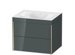 Duravit XViu Waschtisch-Unterschrank XV4614NB138C 60x48cm, 2 Schubkästen, ohne Hahnloch, champagner matt, Rahmen C, dolomiti grey hochglanz