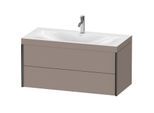 Duravit XViu Waschtisch-Unterschrank XV4616OB243C 100x48cm, 2 Schubkästen, 1 Hahnloch, schwarz matt, Rahmen C, basalt matt