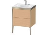 Duravit XViu Waschtisch-Unterschrank XV4709EB112P 60x48cm, 2 Auszüge, 2 Hahnlöcher, champagner matt, Rahmen P, eiche gebürstet