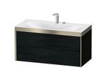 Duravit XViu Waschtisch-Unterschrank XV4616EB116P 100x48cm, 2 Schubkästen, 2 Hahnlöcher, champagner matt, Rahmen P, Eiche schwarz