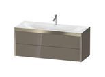Duravit XViu Waschtisch-Unterschrank XV4617OB189P 120x48cm, 2 Schubkästen, 1 Hahnloch, champagner matt, Rahmen P, flannel grey hochglanz