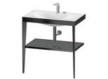 Duravit XViu Möbelwaschtisch-Kombination XV4715EB289 80 x 48 cm, 2 Hahnlöcher, flannel grey hochglanz, mit Metallkonsole, schwarz matt