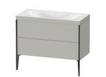 Duravit XViu Waschtisch-Unterschrank XV4711NB207C 100x48cm, 2 Auszüge, ohne Hahnloch, schwarz matt, Rahmen C, betongrau matt