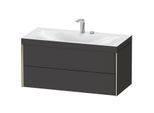 Duravit XViu Waschtisch-Unterschrank XV4616EB180C 100x48cm, 2 Schubkästen, 2 Hahnlöcher, champagner matt, Rahmen C, graphit supermatt