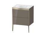 Duravit XViu Waschtisch-Unterschrank XV4709NB189P 60x48cm, 2 Auszüge, ohne Hahnloch, champagner matt, Rahmen P, flannel grey hochglanz