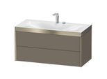 Duravit XViu Waschtisch-Unterschrank XV4616EB190P 100x48cm, 2 Schubkästen, 2 Hahnlöcher, champagner matt, Rahmen P, flannel grey seidenmatt