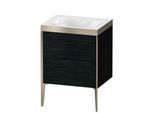 Duravit XViu Waschtisch-Unterschrank XV4709NB116P 60x48cm, 2 Auszüge, ohne Hahnloch, champagner matt, Rahmen P, Eiche schwarz