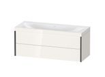 Duravit XViu Waschtisch-Unterschrank XV4617NB222C 120x48cm, 2 Schubkästen, ohne Hahnloch, schwarz matt, Rahmen C, weiß hochglanz