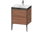 Duravit XViu Waschtisch-Unterschrank XV4709OB279P 60x48cm, 2 Auszüge, 1 Hahnloch, schwarz matt, Rahmen P, nussbaum natur