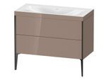 Duravit XViu Waschtisch-Unterschrank XV4711NB286C 100x48cm, 2 Auszüge, ohne Hahnloch, schwarz matt, Rahmen C, cappucino hochglanz