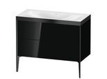 Duravit XViu Waschtisch-Unterschrank XV4711NB240P 100x48cm, 2 Auszüge, ohne Hahnloch, schwarz matt, Rahmen P, schwarz hochglanz