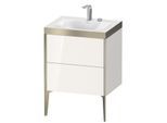 Duravit XViu Waschtisch-Unterschrank XV4709EB122P 60x48cm, 2 Auszüge, 2 Hahnlöcher, champagner matt, Rahmen P, weiß hochglanz