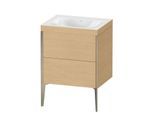 Duravit XViu Waschtisch-Unterschrank XV4709NB130C 60x48cm, 2 Auszüge, ohne Hahnloch, champagner matt, Rahmen C, Eiche natur