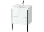 Duravit XViu Waschtisch-Unterschrank XV4709OB285C 60x48cm, 2 Auszüge, 1 Hahnloch, schwarz matt, Rahmen C, weiß hochglanz