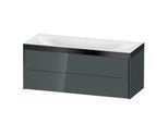 Duravit XViu Waschtisch-Unterschrank XV4617NB238P 120x48cm, 2 Schubkästen, ohne Hahnloch, schwarz matt, Rahmen P, dolomiti grey hochglanz
