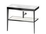 Duravit XViu Möbelwaschtisch-Kombination XV4716NB285 100 x 48 cm, ohne Hahnloch, weiß hochglanz, mit Metallkonsole, schwarz matt