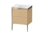 Duravit XViu Waschtisch-Unterschrank XV4709NB130P 60x48cm, 2 Auszüge, ohne Hahnloch, champagner matt, Rahmen P, Eiche natur