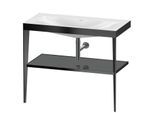 Duravit XViu Möbelwaschtisch-Kombination XV4716NB289 100 x 48 cm, ohne Hahnloch, flannel grey hochglanz, mit Metallkonsole, schwarz matt