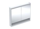 Geberit One Spiegelschrank 505834002 105 x 90 x 15 cm, weiß/Aluminium pulverbeschichtet, mit Nische und ComfortLight, 2 Türen