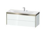 Duravit XViu Waschtisch-Unterschrank XV4617EB185P 120x48cm, 2 Schubkästen, 2 Hahnlöcher, champagner matt, Rahmen P, weiß hochglanz