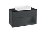Villeroy und Boch Finion Waschtischunterschrank G252HGHG 100cm, Abdeckplatte black matt, Emotion, Regal rechts Midnight Blue Matt Lacquer, Midnight Blue Matt Lacquer