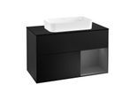Villeroy und Boch Finion Waschtischunterschrank G252GKPD 100cm, Abdeckplatte black matt, Emotion, Regal rechts Anthracite matt, Black matt lacquer