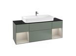 Villeroy und Boch Finion Waschtischunterschrank F212HHGM 160cm, Abdeckplatte black matt, Regale sand matt lacquer, Olive Matt Lacquer