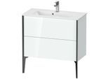 Duravit XViu Waschtisch-Unterschrank XV44890B285 81 x 59,4 x 39 cm, weiß hochglanz, 2 Auszüge, stehend, schwarz matt