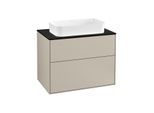 Villeroy und Boch Finion Waschtischunterschrank F22200HH 80x60,3cm, Abdeckplatte black matt, Sand Matt Lacquer