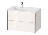 Duravit XViu Waschtisch-Unterschrank XV41580B222 81x48x56cm, 2 Schubkästen, Becken links, schwarz matt, weiß hochglanz