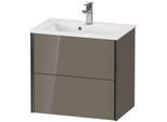 Duravit XViu Waschtisch-Unterschrank XV41780B289 61 x 56 x 39 cm, flannel grey hochglanz, 2 Schubkästen, wandhängend, schwarz matt