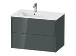 Duravit XViu Waschtisch-Unterschrank XV41580B238 81x48x56cm, 2 Schubkästen, Becken links, schwarz matt, dolomiti grey hochglanz