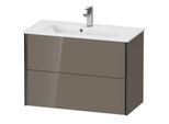 Duravit XViu Waschtisch-Unterschrank XV41790B289 81 x 56 x 39 cm, flannel grey hochglanz, 2 Schubkästen, wandhängend, schwarz matt