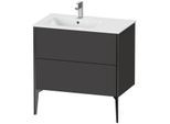 Duravit XViu Waschtisch-Unterschrank XV44860B280 81x48x59,4cm, 2 Auszüge, Becken links, schwarz matt, graphit supermatt