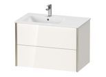 Duravit XViu Waschtisch-Unterschrank XV41580B122 81x48x56cm, 2 Schubkästen, Becken links, champagner matt, weiß hochglanz
