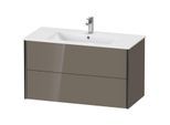 Duravit XViu Waschtisch-Unterschrank XV41270B289 101 x 56 x 48 cm, flannel grey hochglanz, 2 Schubkästen, wandhängend, schwarz matt