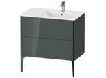 Duravit XViu Waschtisch-Unterschrank XV44870B238 81x48x59,4cm, 2 Auszüge, Becken rechts, schwarz matt, dolomiti grey hochglanz