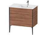 Duravit XViu Waschtisch-Unterschrank XV44870B279 81x48x59,4cm, 2 Auszüge, Becken rechts, schwarz matt, nussbaum natur